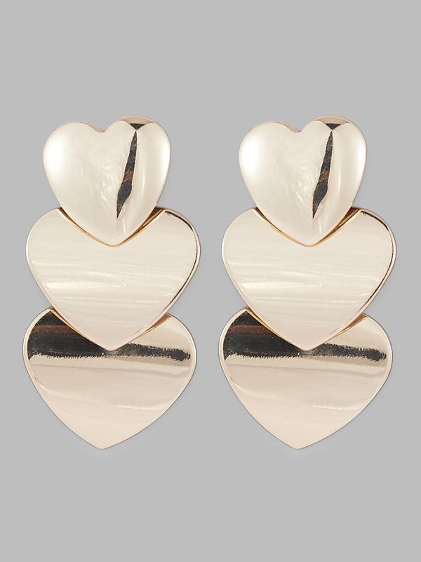 Globus Women Gold-Plated Heart Shaped Drop Earrings