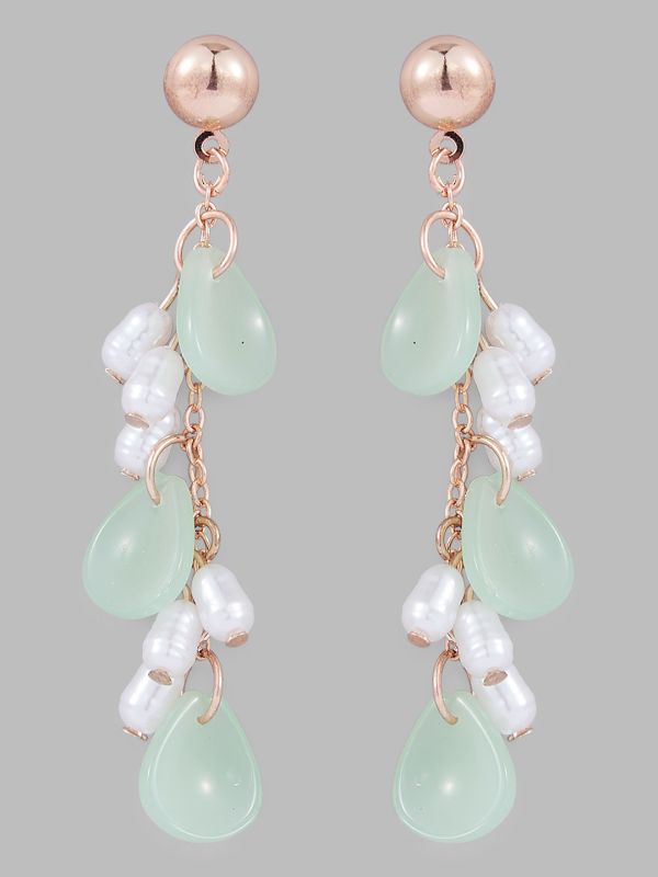 Globus Women Rose Gold-Plated Teardrop Shaped Drop Earrings