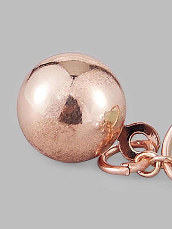 Globus Women Rose Gold-Plated Teardrop Shaped Drop Earrings