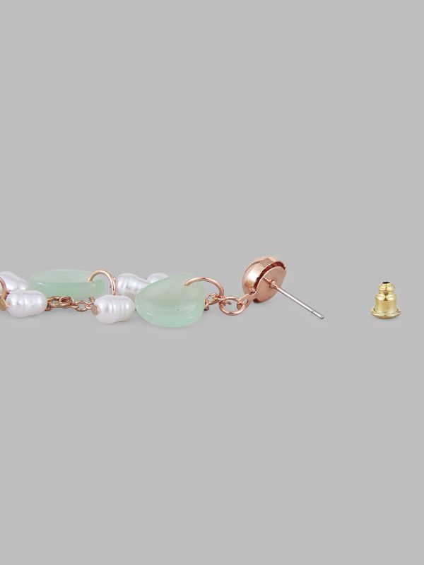 Globus Women Rose Gold-Plated Teardrop Shaped Drop Earrings