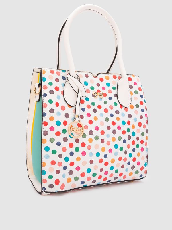 Globus Women Beige Printed Vegan Leather Handheld Bag