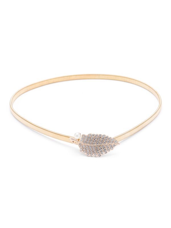 Globus Women Gold Embellished Slim Fashion Belt