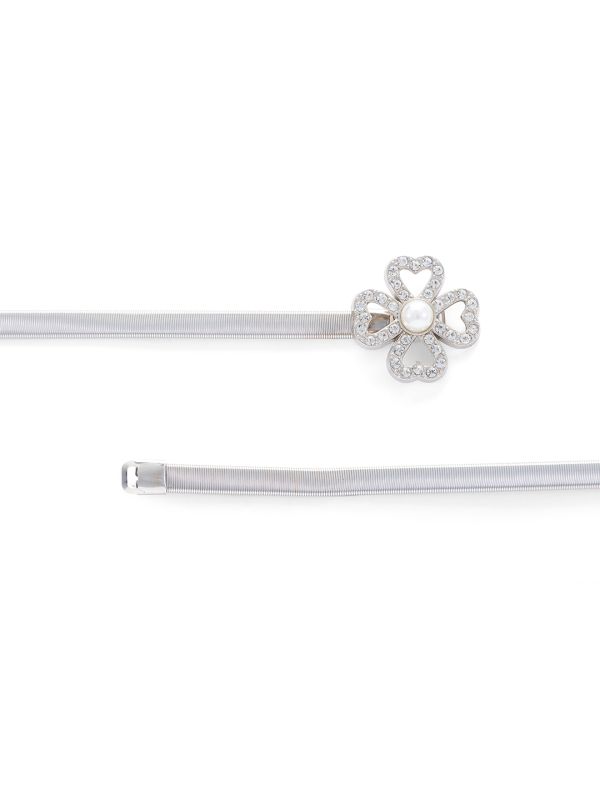 Globus Women Silver Embellished Slim Fashion Belt