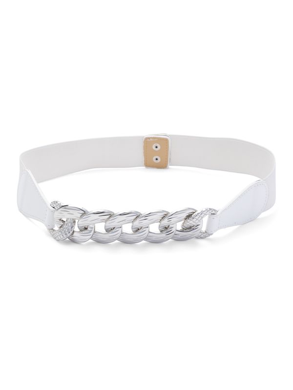 Globus Women White Solid Wide Fashion Belt