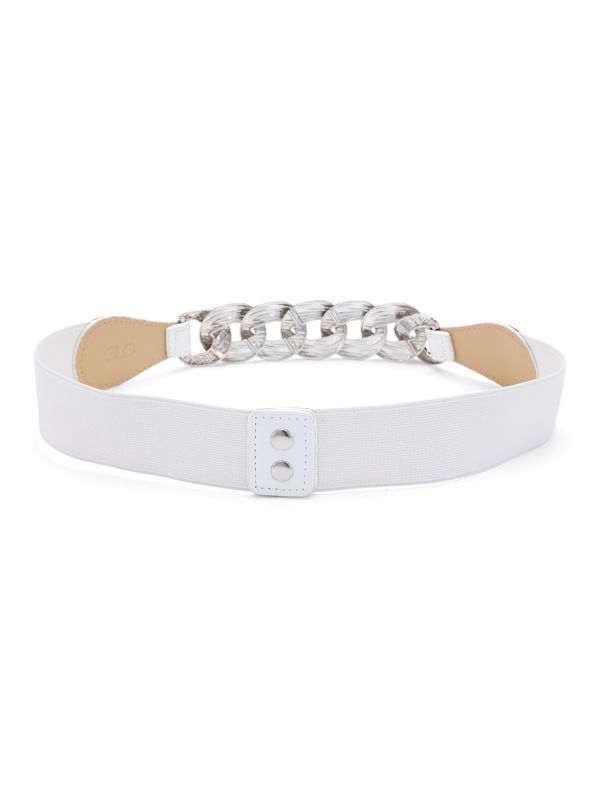 Globus Women White Solid Wide Fashion Belt