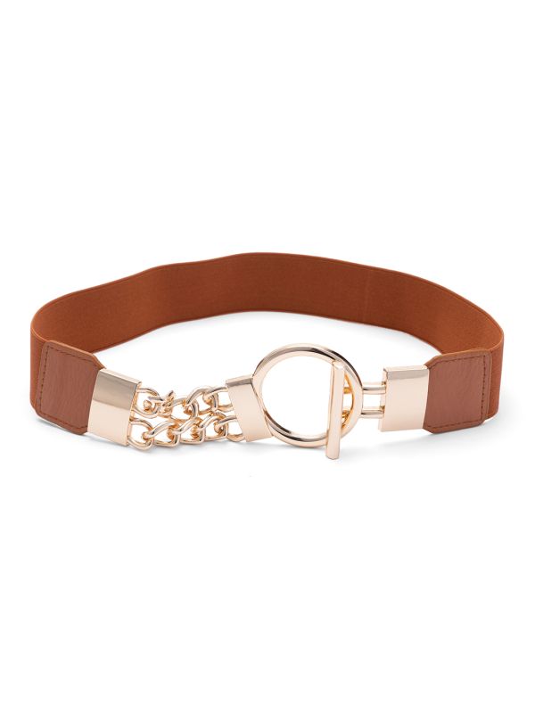 Globus Women Tan Solid Wide Fashion Belt