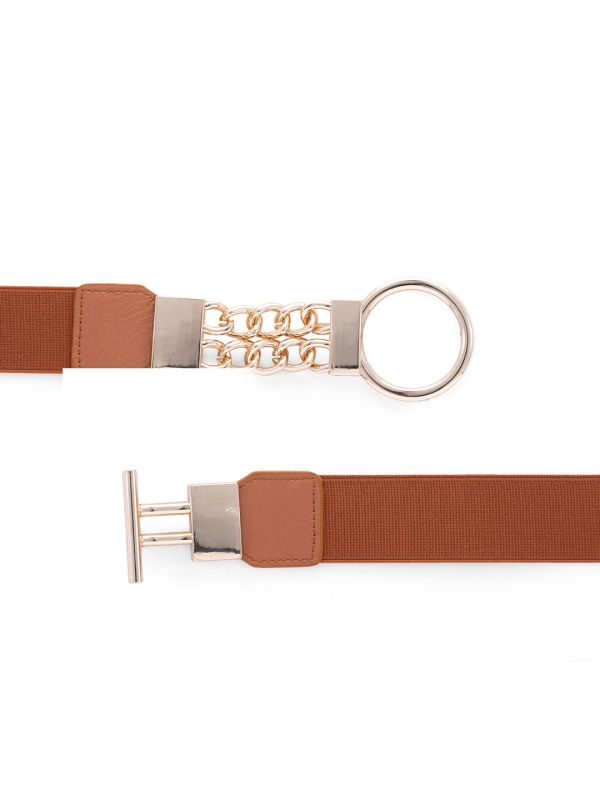 Globus Women Tan Solid Wide Fashion Belt