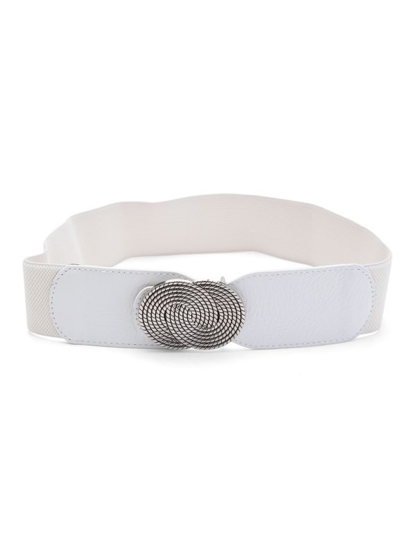 Globus Women White Solid Wide Fashion Belt