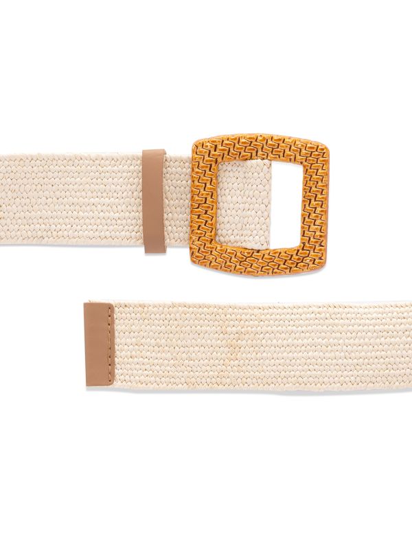Globus Women Beige Woven Design Wide Fashion Belt