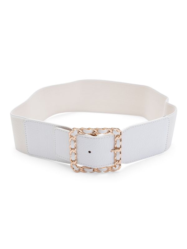 Globus Women White Solid Wide Fashion Belt