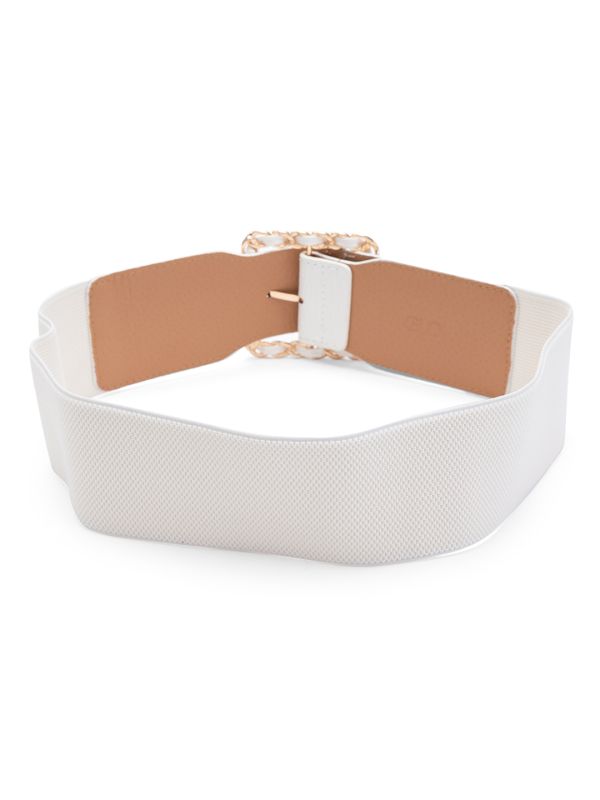 Globus Women White Solid Wide Fashion Belt