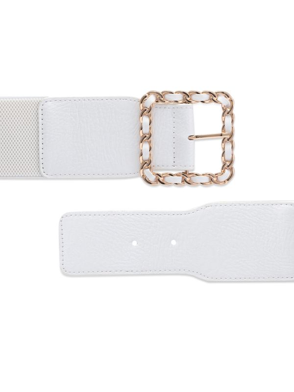 Globus Women White Solid Wide Fashion Belt