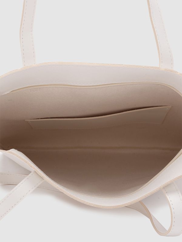 Globus Women White Printed Vegan Leather Handheld Bag