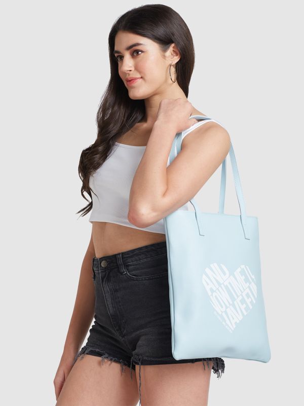 Globus Women Blue Printed Vegan Leather Handheld Bag