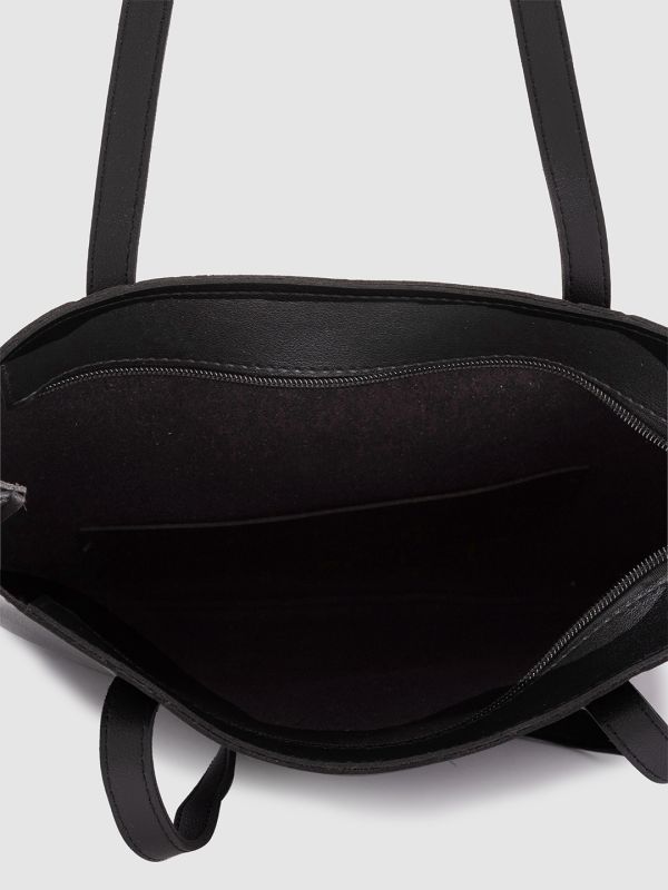 Globus Women Black Printed Vegan Leather Handheld Bag
