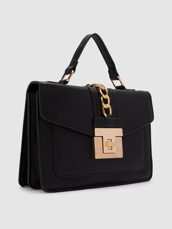 Globus Women Black Embellished Vegan Leather Handheld Bag