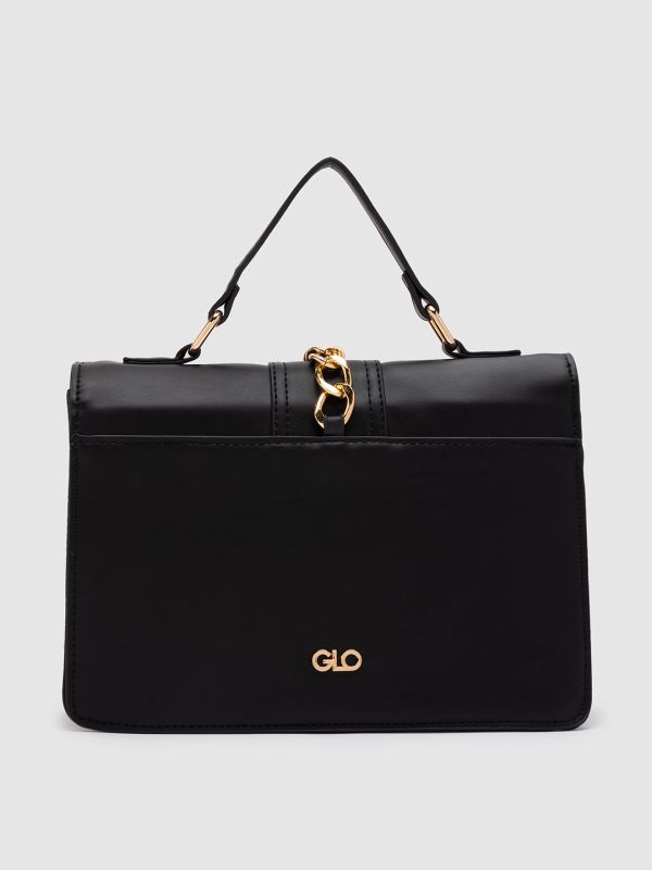 Globus Women Black Embellished Vegan Leather Handheld Bag