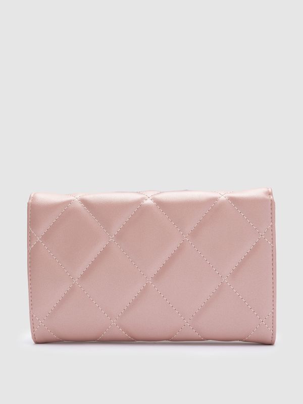 Globus Women Rose Gold Textured Vegan Leather Envelope Wallet with Bow Detail