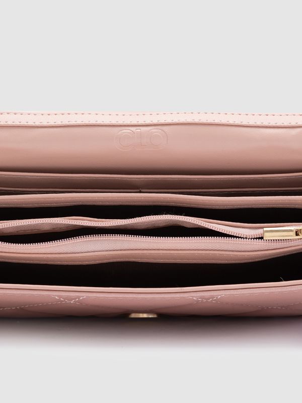 Globus Women Rose Gold Textured Vegan Leather Envelope Wallet with Bow Detail
