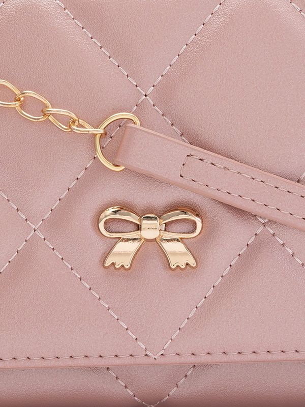 Globus Women Rose Gold Textured Vegan Leather Envelope Wallet with Bow Detail