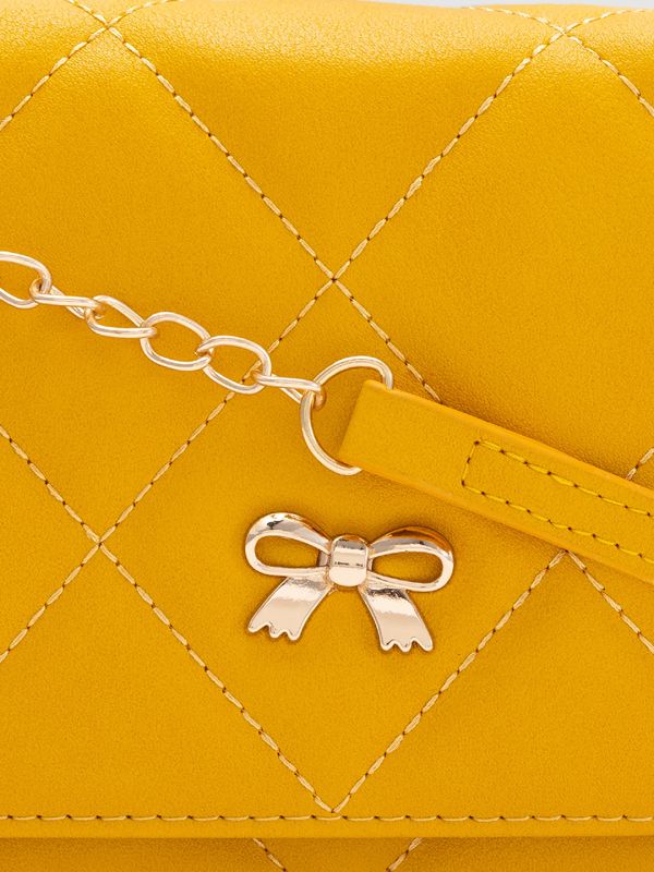 Globus Women Mustard Textured Vegan Leather Envelope Wallet with Bow Detail