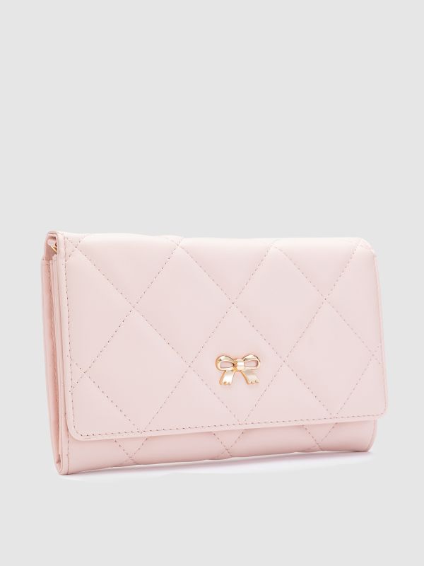 Globus Women Nude Textured Vegan Leather Envelope Wallet with Bow Detail