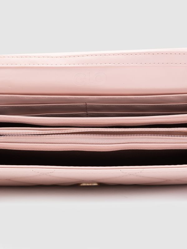 Globus Women Nude Textured Vegan Leather Envelope Wallet with Bow Detail