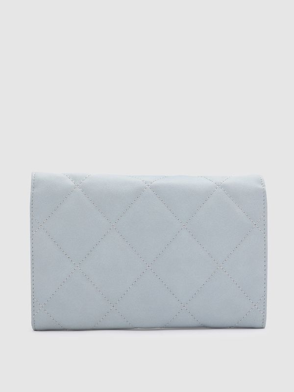 Globus Women Blue Textured Vegan Leather Envelope Wallet with Bow Detail