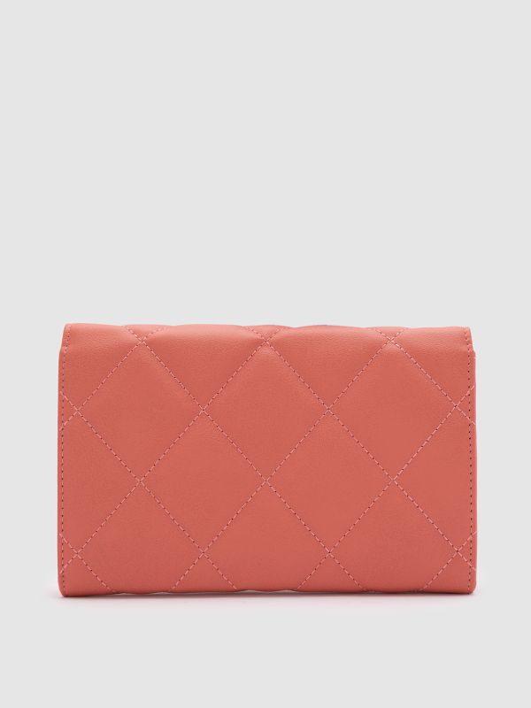 Globus Women Red Textured Vegan Leather Envelope Wallet with Bow Detail