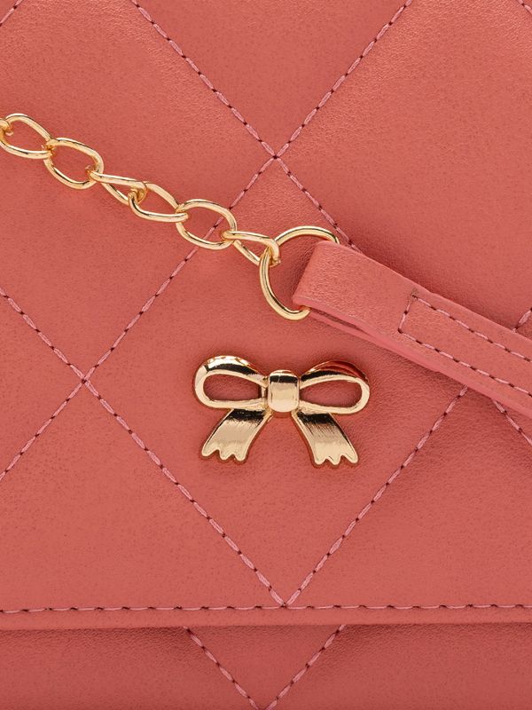 Globus Women Red Textured Vegan Leather Envelope Wallet with Bow Detail