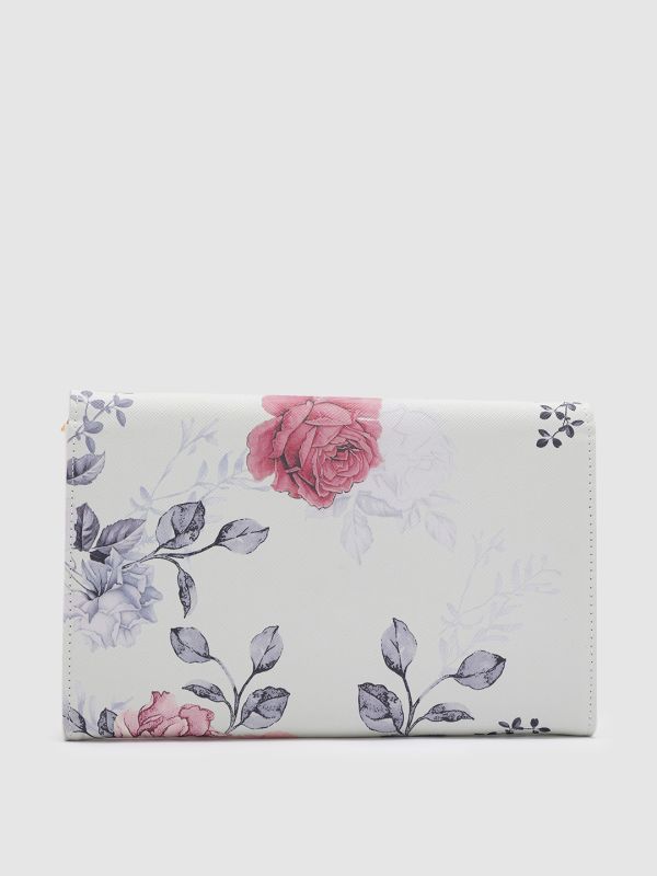 Globus Women Blue Printed Vegan Leather Envelope Wallet with Bow Detail