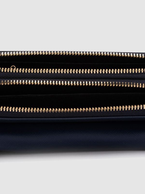 Globus Women Navy Blue Solid Vegan Leather Envelope Wallet with Bow Detail