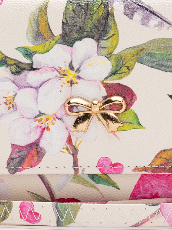 Globus Women White Printed Vegan Leather Envelope Wallet with Bow Detail