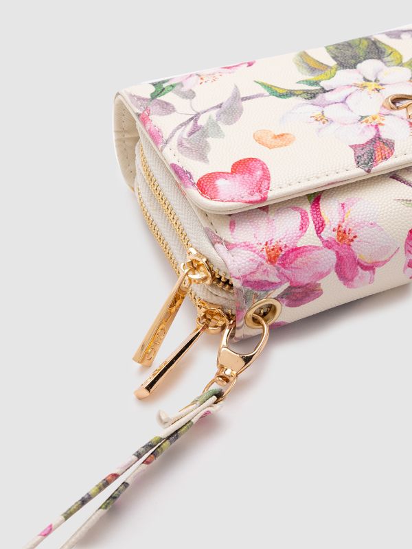 Globus Women White Printed Vegan Leather Envelope Wallet with Bow Detail
