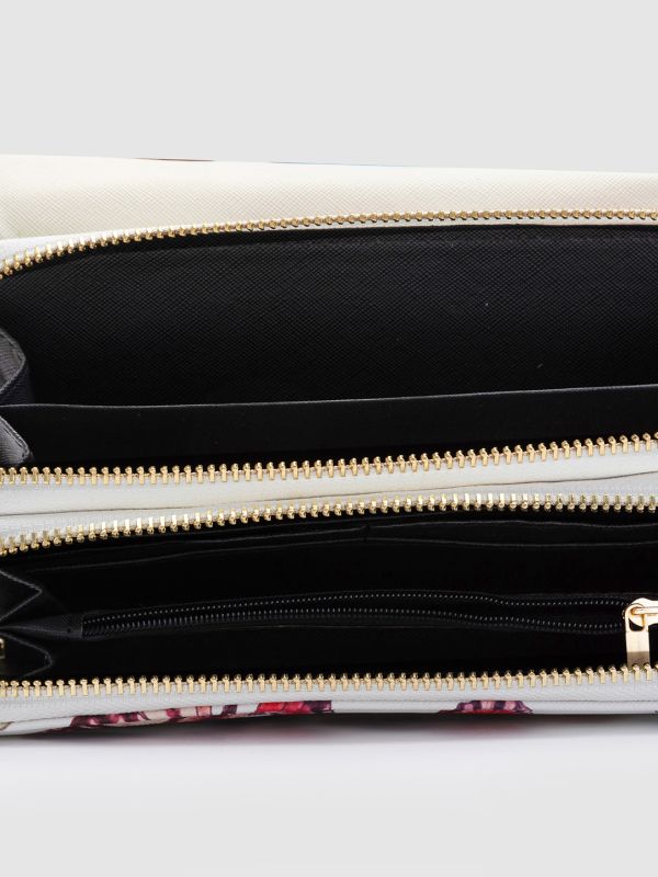 Globus Women White Printed Vegan Leather Envelope Wallet with Bow Detail