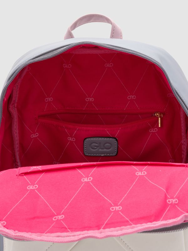 Globus Women White Colourblocked Vegan Leather Backpack