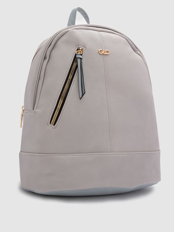 Globus Women Grey Solid Vegan Leather Backpack