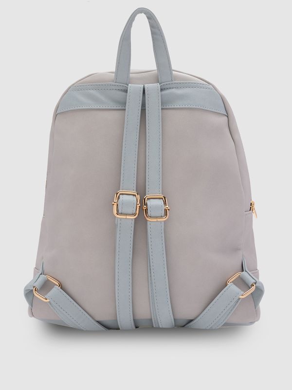 Globus Women Grey Solid Vegan Leather Backpack