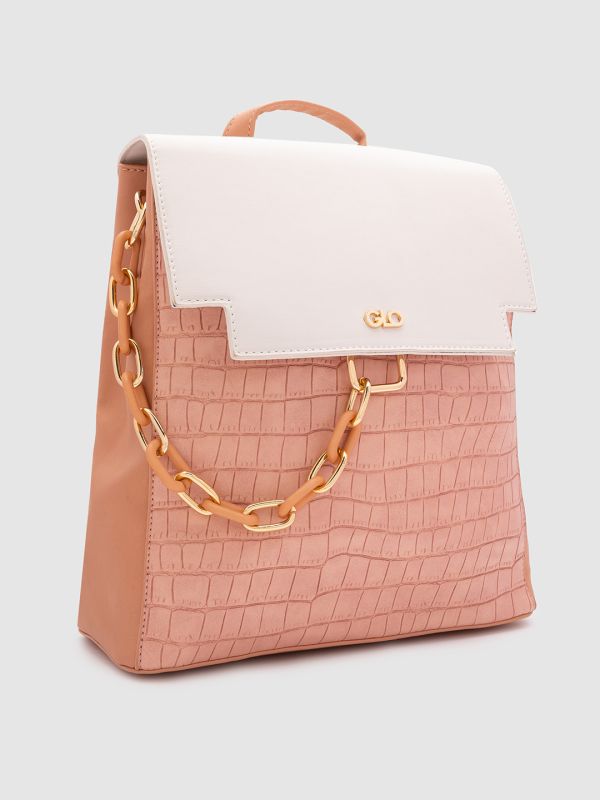 Globus Women White Textured Vegan Leather Backpack