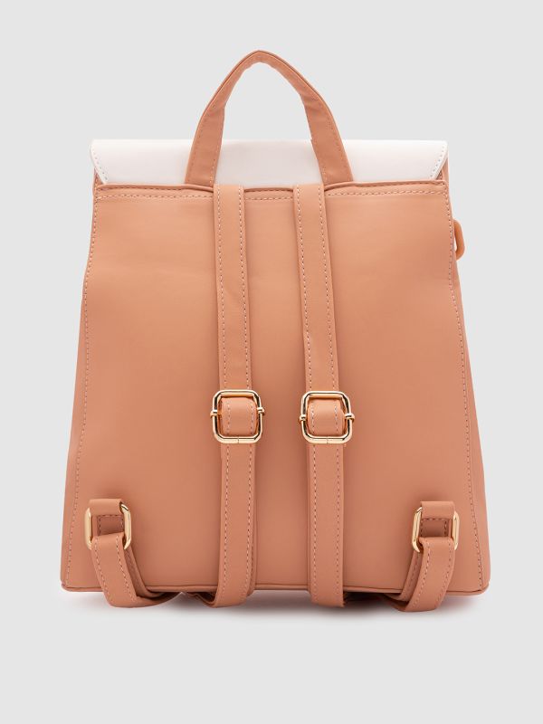 Globus Women White Textured Vegan Leather Backpack