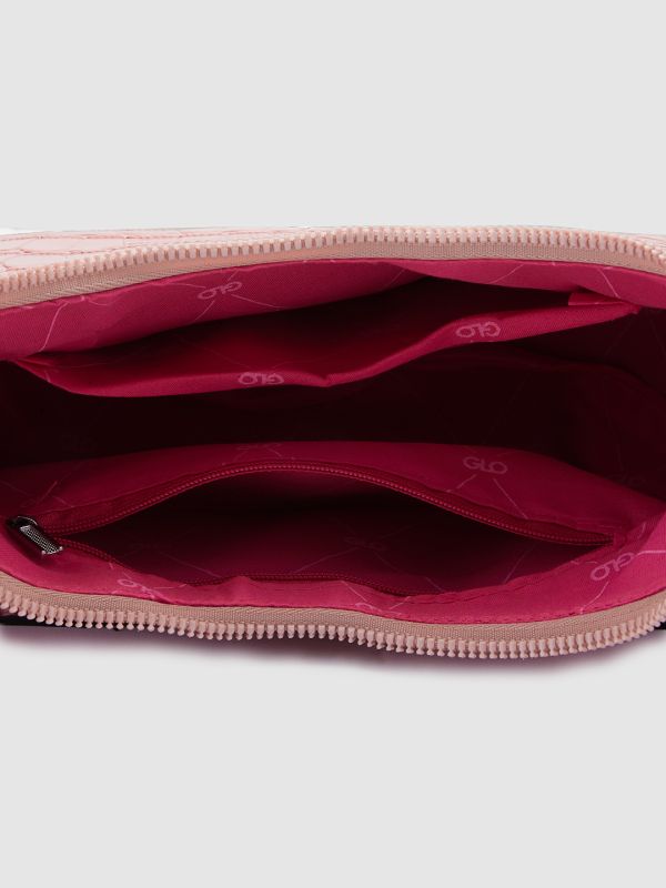 Globus Women Pink Self Design Vegan Leather Handheld Bag