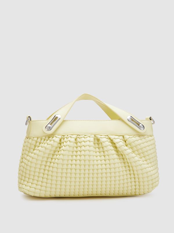 Globus Women Yellow Textured Vegan Leather Handheld Bag