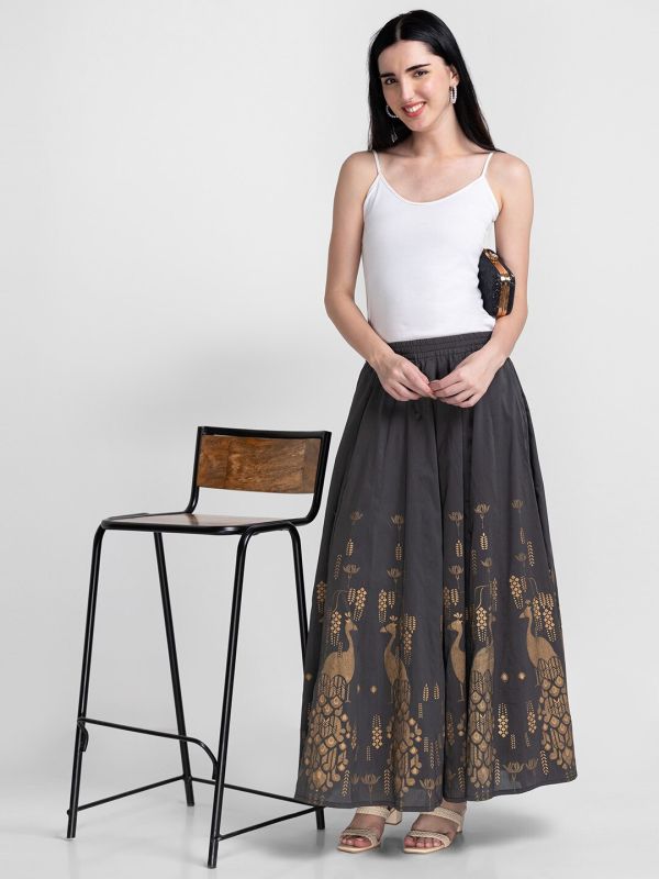 Globus Grey Self Design Maxi Skirt