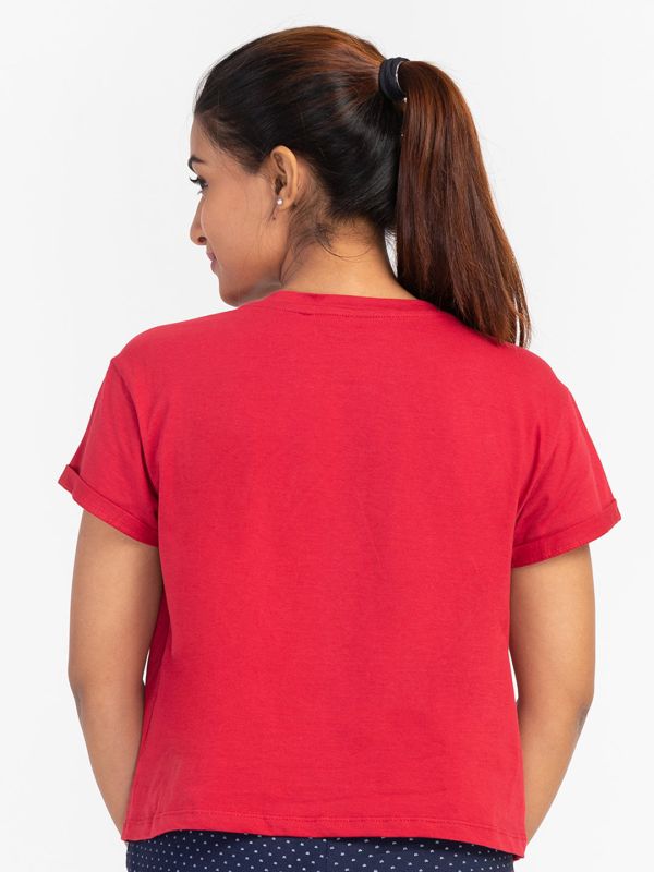 Globus Red Printed Regular Fit Casual Tshirt