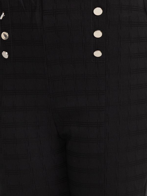 Globus Black Checked Skinny Fit Cropped Peg Trousers