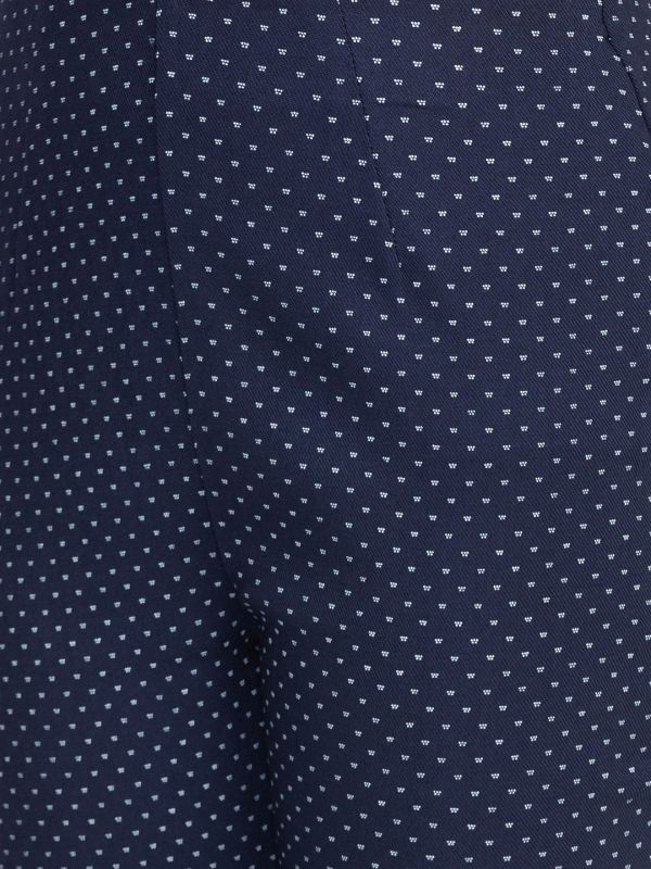 Globus Navy Printed Skinny Fit Cropped Peg Trousers
