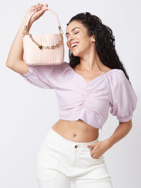 Globus Women Dusty Pink Self Design Party Handheld Bag