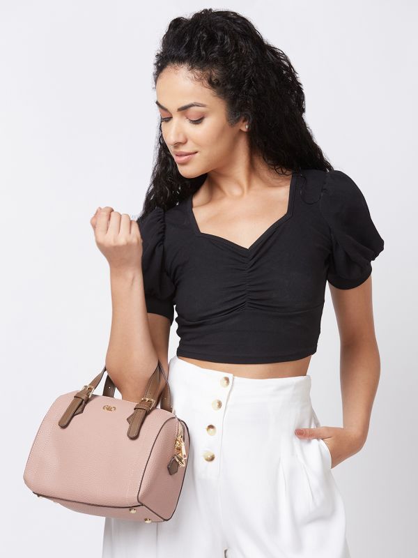 Globus Women Taupe Textured Casual Handheld Bag
