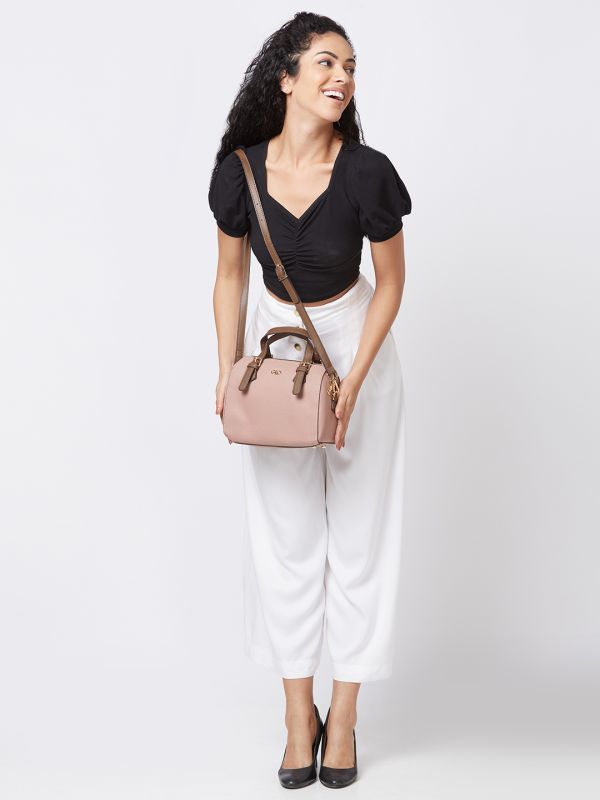 Globus Women Taupe Textured Casual Handheld Bag