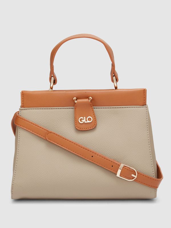 Globus Women Beige Colourblocked Casual Handheld Bag